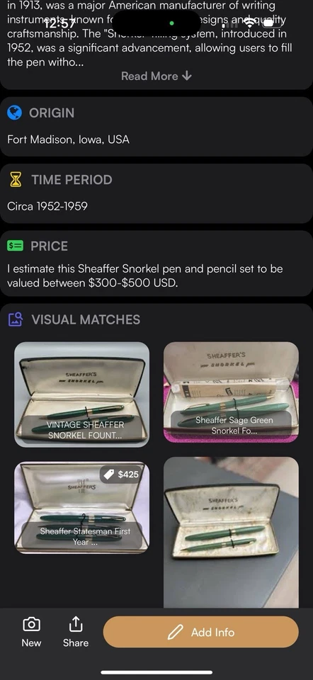 Винтажный SHEAFFER SNORKEL перьевая ручка карандаш набор зеленый палладий имеет отметку на нем - Изображение 3 из 4