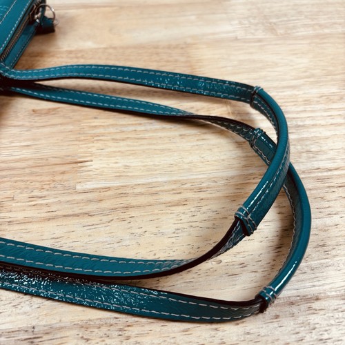 Coach F19198 Signature Logo Teal Blue Patent Leather Stitch Tote Shoulder Bag - Bild 5 von 24