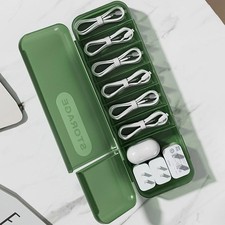 7-compartment Cable Organizer Box Charger Cord Storage Case for Home Travel