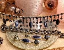 Konplott Dangeling Navette Set Collier Ohrringe Armband Blau Messing Neu