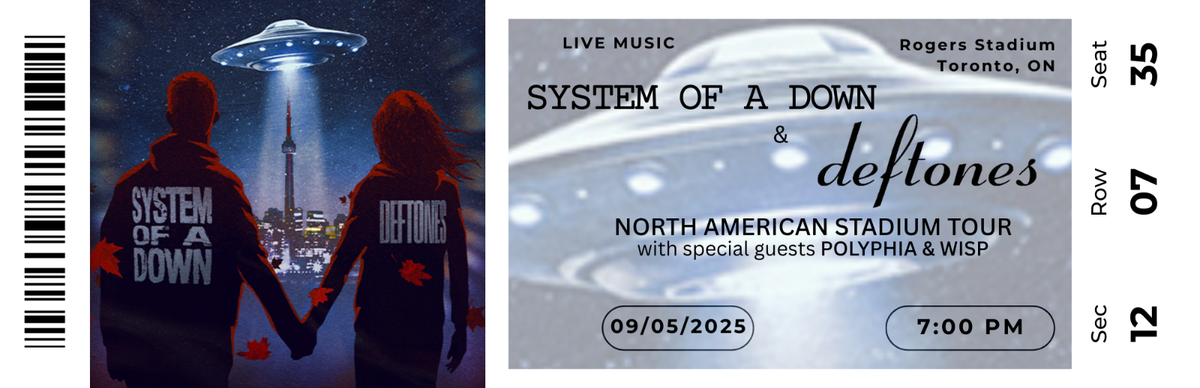 System of a Down SOAD custom commemorative tickets Korn A7X