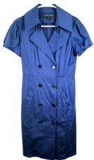 Ralph Lauren Black Label Blue Cotton Short Sleeve Trench Shirt Dress Size 8