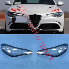 LH&RH Side Headlight Lens Cover+Glue Fit For Alfa Romeo Giulia Sedan 2017-2023