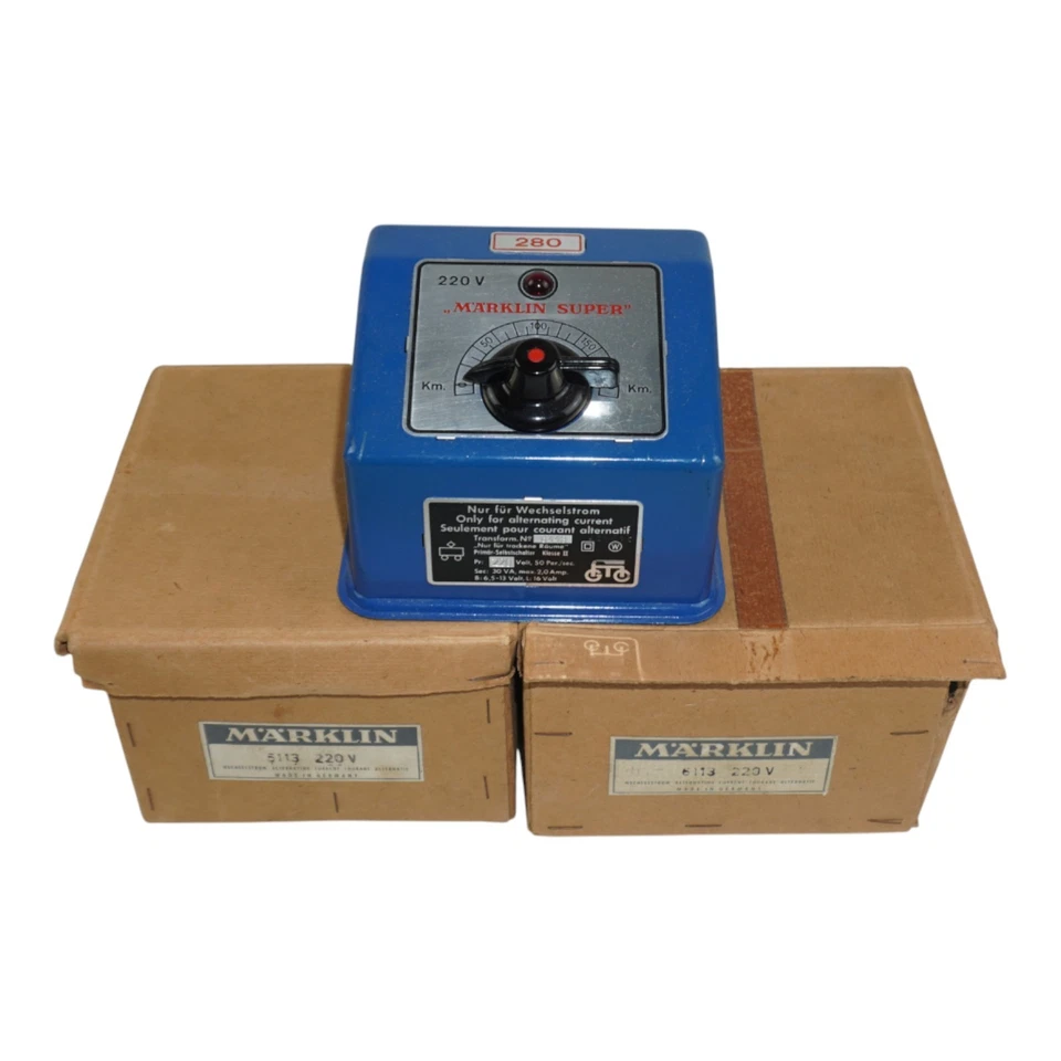 Märklin 280 Trafo Transformator Blau 220V mit OVP 5113 guter Zustand