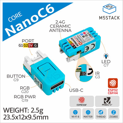 M5Stack Official Nanoc6 Development Board ESP32-C6FH4 Dev Kit