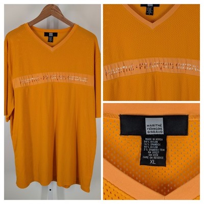Marithe Francois Girbaud Jeans Vintage Y2K  Rave Tech Rap Mesh 3D Cut Logo Shirt