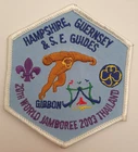 Scouts 20th World Jamboree Thailand 2003 Hampshire Guernsey Guides Patch Badge
