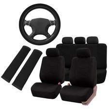 Car Seat Cover Full Set 5-seats Protector W Steering Wheelbelt Cover Universal