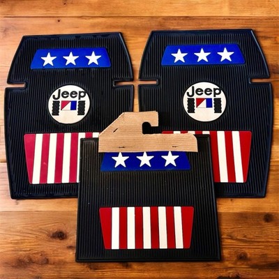 Rare AMC Americana Jeep Wrangler YJ Rubber Floor Mats   Set of 4   Excellent