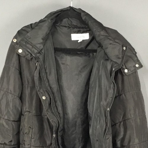 Sebby Jacket Womens Large Black Puffer Coat Hooded Quilted Polyester Winter Warm - Picture 4 of 12