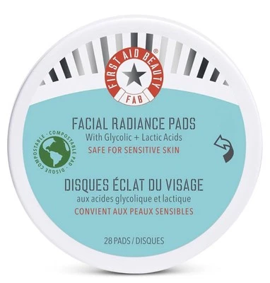 FIRST AID BEAUTY FACIAL RADIANCE PADS with GLYCOLIC + LACTIC ACIDS - 28 Pads