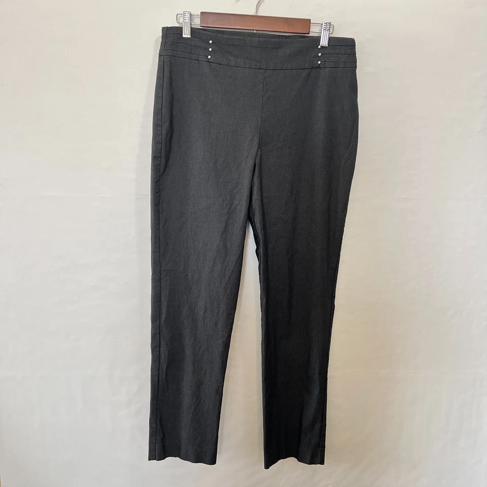 JM Collection 女式灰色高腰直筒正装裤 L 码 — 第 3/4 张图片