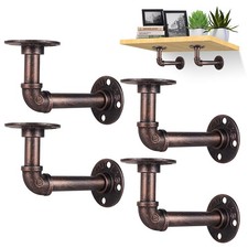 YAUNGEL 4 PCS Pipe Shelf Bracket, Industrial Floating Shelf Brackets, Heavy D...