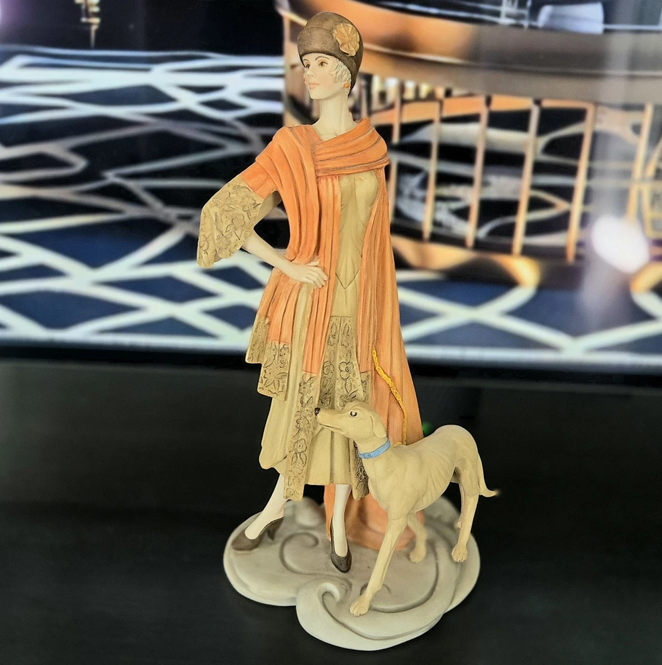 Coalport Roaring Twenties Phoebe Lady With Borzoi Dog Figurine Art Deco 1990 Eng - image 2 of 4