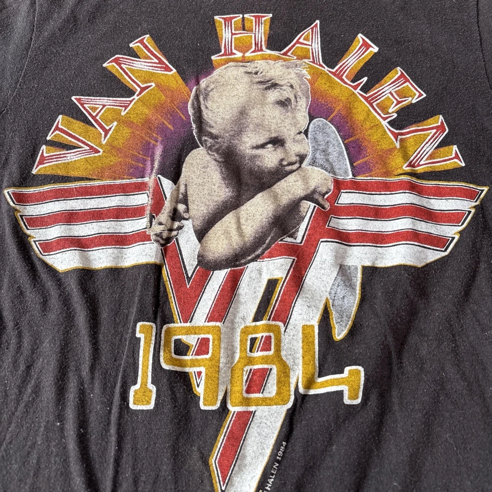 VINTAGE 1984 VAN HALEN SMOKING BABY TOUR T SHIRT 80s 84 ROCK CONCERT RARE - Image 3 of 4