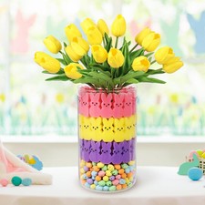 Easter Decorations, 16 Artificial Tulips with 48 Bunnies and a Bag of Yellow