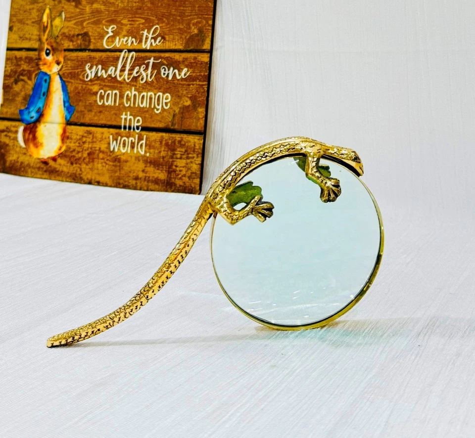 🔅Magnifying Glass with Brass Lizard Crocodile design Handle Magnifier For Readi - Image 2 of 4