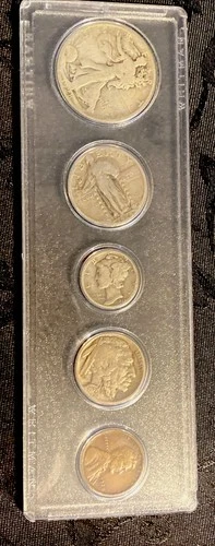 1928 5-Coin Set Walking Liberty Half Dollar, Standing Liberty Quarter, Merc Dime