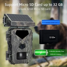 24MP 1080P Solar Trail Camera Hunting Camera With IR Night Vision Outdoor +32GB
