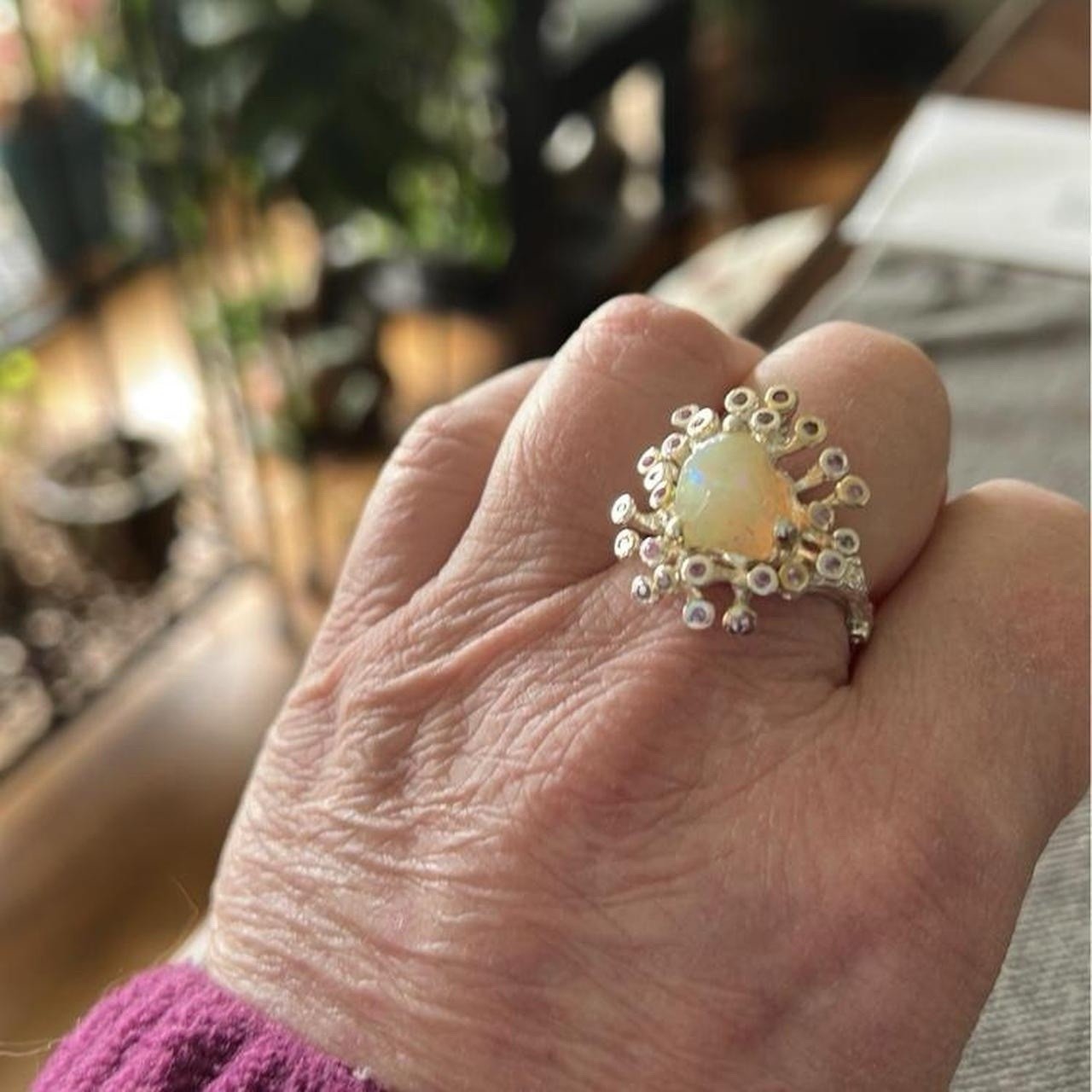 925 Sterling Silver Ring Size Beautiful Statement Ring 7.5 with a real Ethiopian