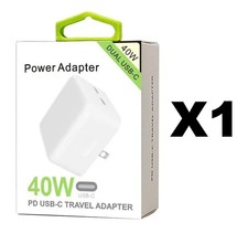 40W Dual USB-C Port PD Charging Travel Wall Adapter White 