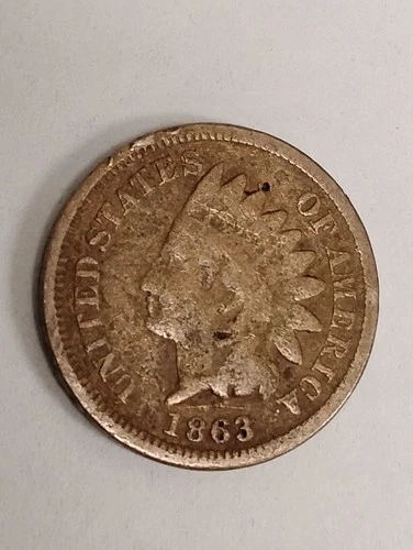 1863 Indian Head Penny Copper-Nickel Good Condition