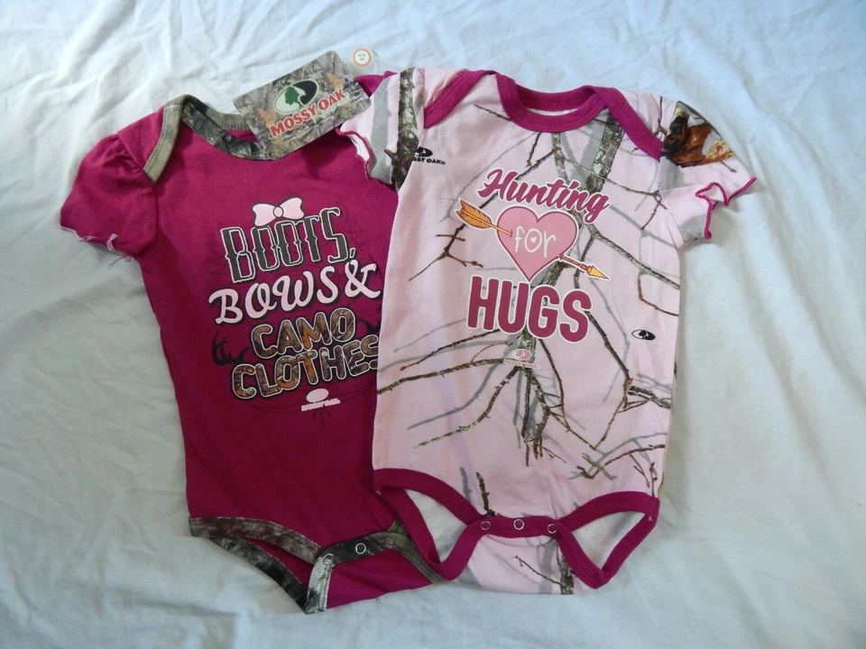 Baby Girls Mossy Oak Bodysuit 24 Months Pink Camo NEW Outfit Set 2pc - Image 4 of 4