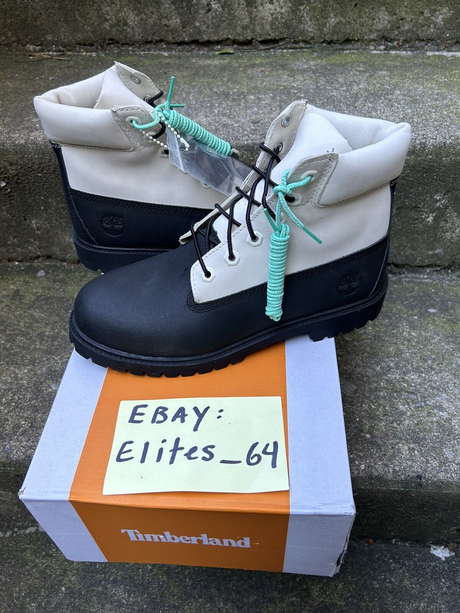 靴 Timberland Classic 6 In Lace Timberland 6 Inch Lace Waterproof Boot, Black & White/ Ships Fast