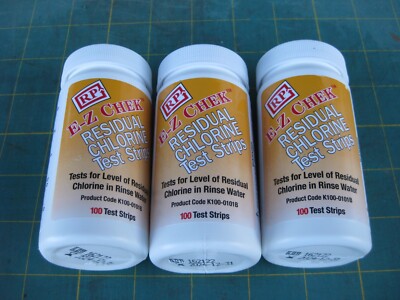 3X E-Z Chek Residual Chlorine Test Strips, 100 strips per pack