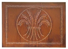 Primitive Country Punched Tin Piesafe Cabinet Panel Wheat in Rustic Tin 