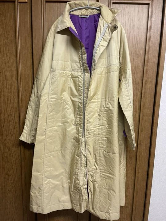 PLEATS PLEASE ISSEY MIYAKE Reversible Purple Beige Long Coat (1306