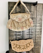 Vintage Floral Hand Beaded Bag Made in France 2