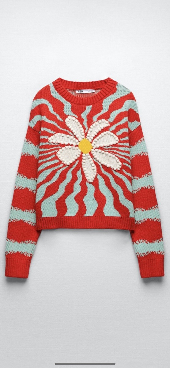 100% Authentic ZARA Jacquard Flower Knit Sweater Size: S | eBay