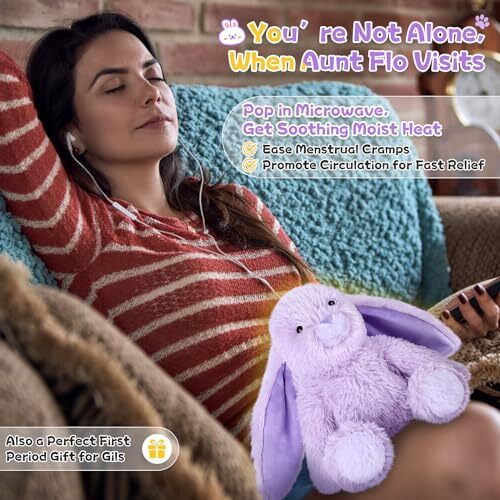 Heatable & Coolable Bunny Stuffed Animal Heating Pad for Period Cramps