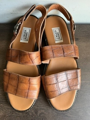 Croco Leather Medusa Sandals sz 