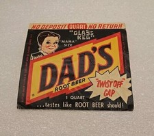 VINTAGE ORIGINAL DADS ROOT BEER MAMA SIZE QUART SODA BOTTLE LABEL 4.5"x4"