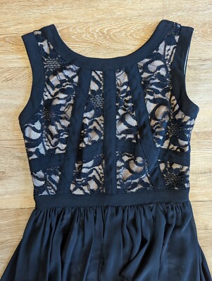 Morgan & Co. Pink Black Lace High Low Dress | eBay