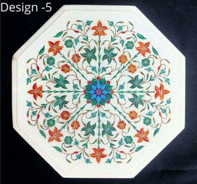 18'' white antique Marble table Top center pietra Dura inlay room decor tfd