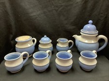 Stoneware Blue/Gray Tea Set, Various Items, See Description Below