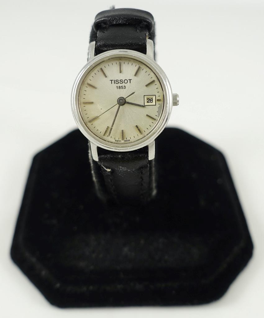 TISSOT Swiss Ladies Quartz Watch 25mm Stainless Steel Date Leather Band T870 970