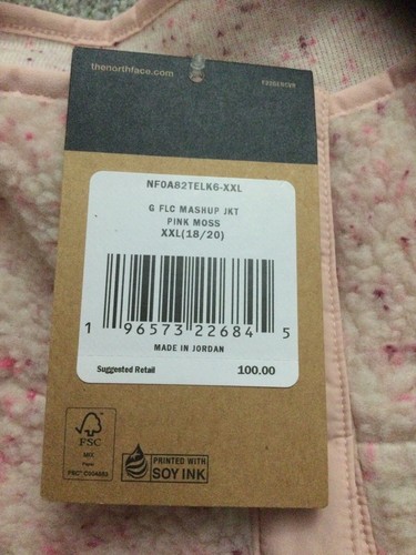 THE NORTH FACE Girl’s Pink Moss Fleece Mashup Jacket Size XXL - Picture 8 of 9