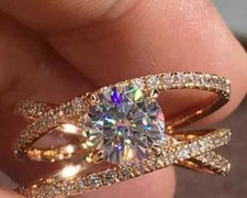 2Ct Round Cut Lab-Created Diamond Wedding Ring 14K Rose Gold Plated