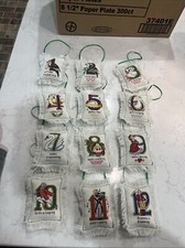 Vtg Handmade  12 DAYS OF CHRISTMAS NEEDLEPOINT Cross Stitch PILLOW ORNAMENTS 2