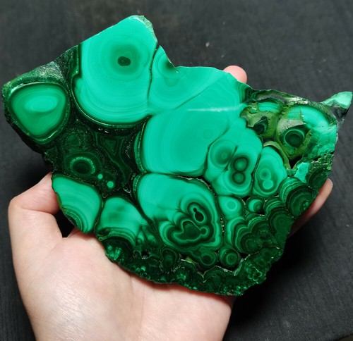 AAA 288,5G Pera Malachite Lucida Naturale Cabochon Gemma Congo Africa YWD111 - Foto 3 di 12