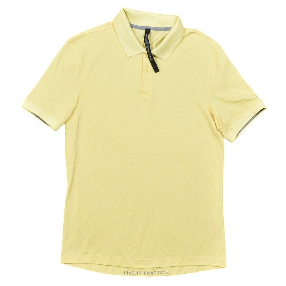 Lululemon Men's Medium Yellow Polo Shirt Polyester Golf Short