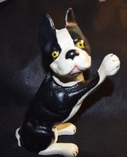 Vintage Cast Iron Bull Dog Boston Terrier Door Stopper Antique Collectible Heavy
