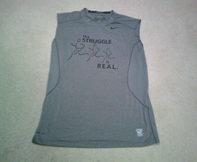 Nike Pro Combat Running Shirt Mens Large Gray Dri-Fit Sleeveless