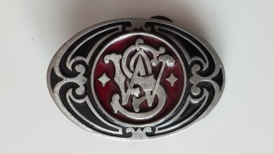 Boucle De Ceinture Smith & Wesson Bergamot 1989 - Style Western USA - Métal Argenté - Occasion