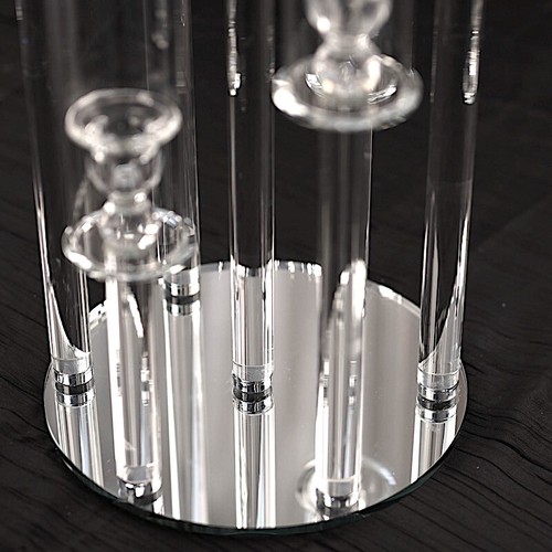 33" CLEAR 7 Arm Crystal Glass Candelabra VOTIVE CANDLE HOLDER Party Decorations - Picture 7 of 7