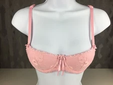 Alegro Embroidered Lace Underwire Demi Sexy Lingerie Bra - Pink 9021 Size 30-40